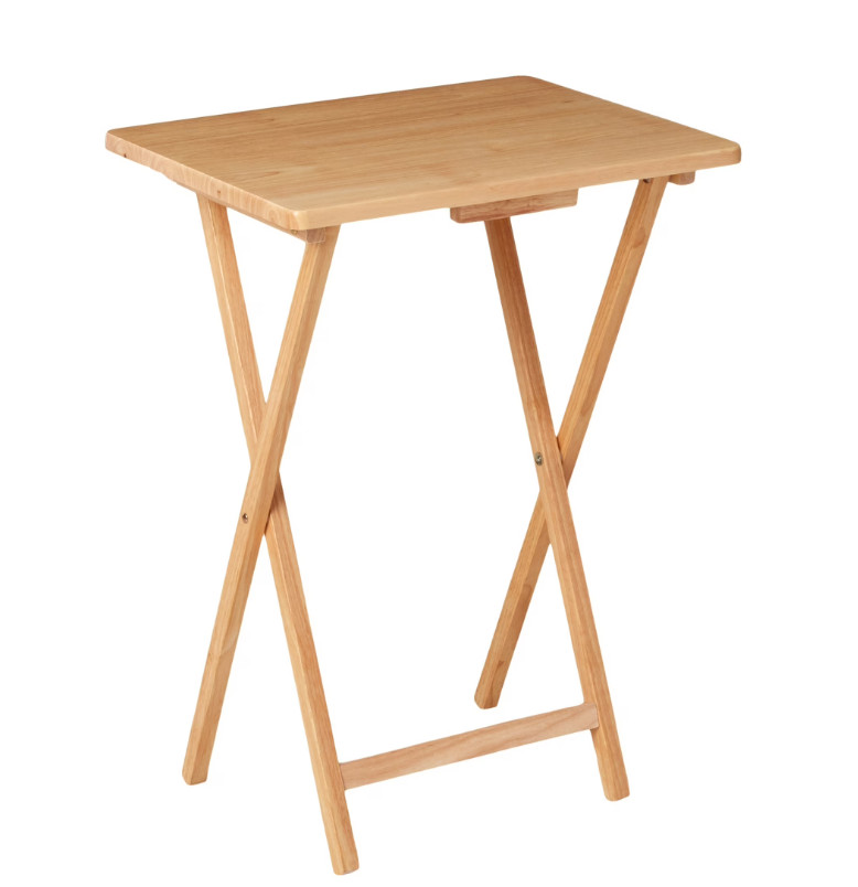 Folding TV Tray Table, Rubberwood, Natural, 19" X 14.5" X 26", Indoor, 1 Piece