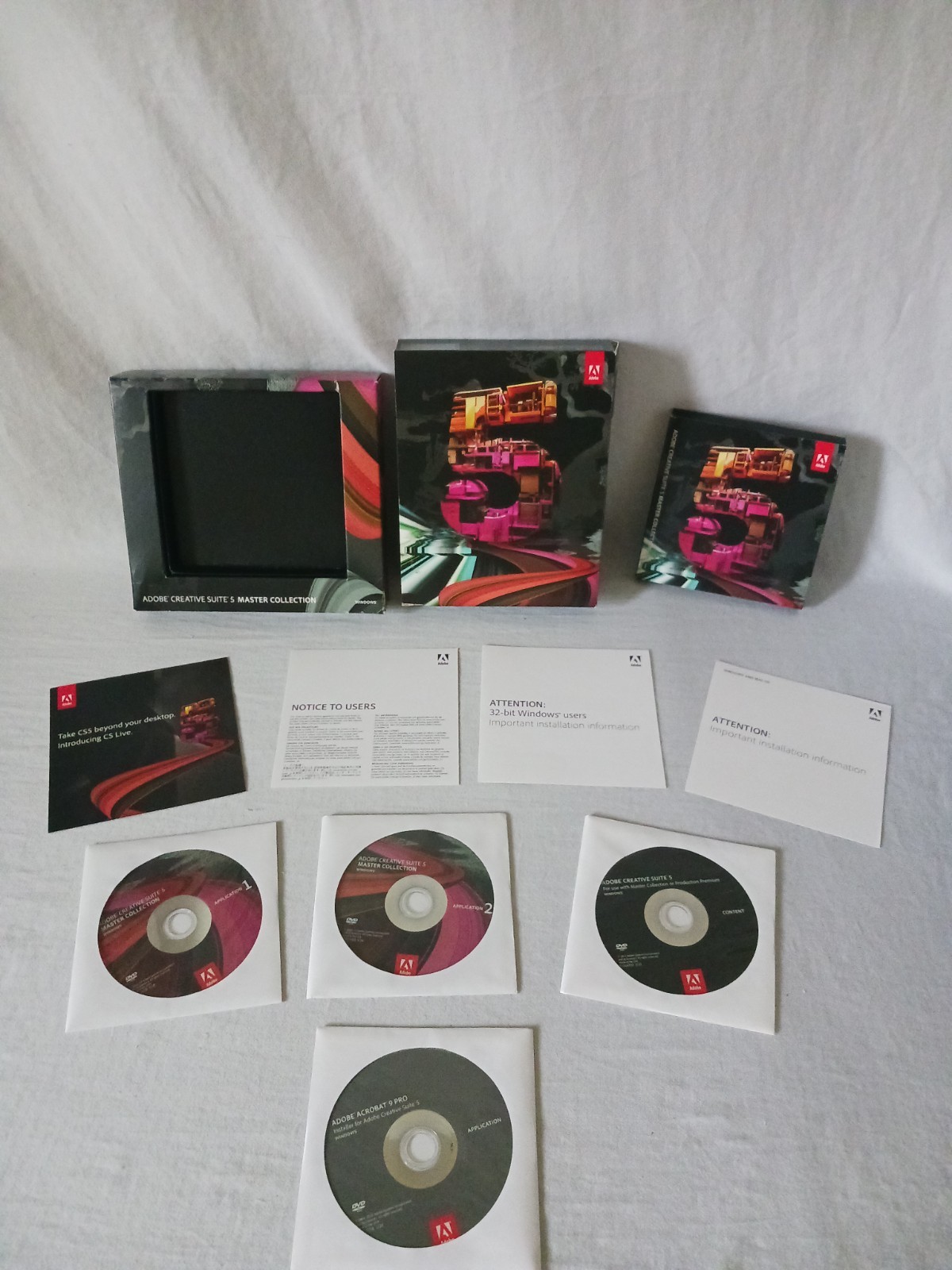 Adobe CS5 Master Collection for Windows - Discs and Full Serial Number