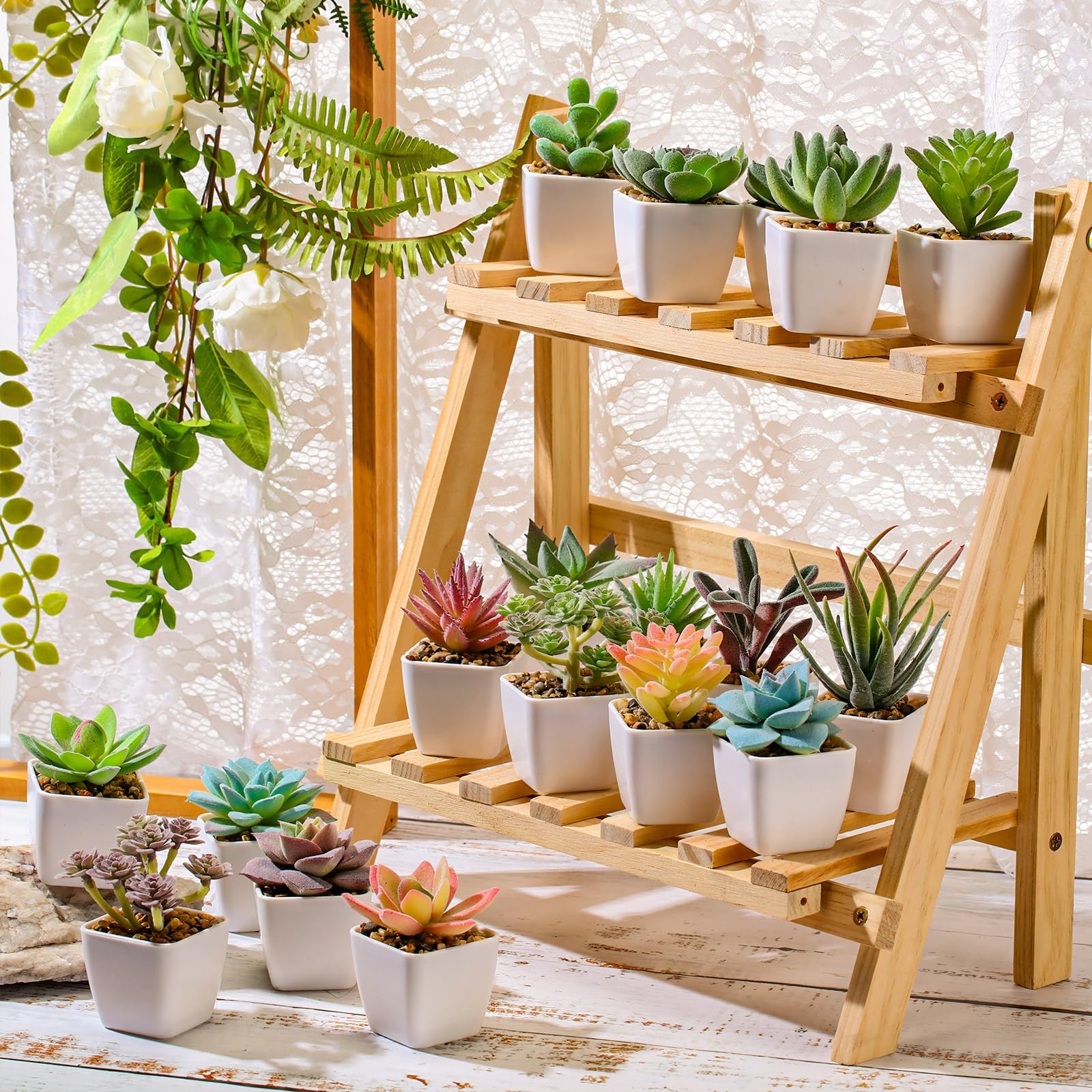 Glitinsel 36 Pcs Mini Artificial Succulent Plants Potted Assorted