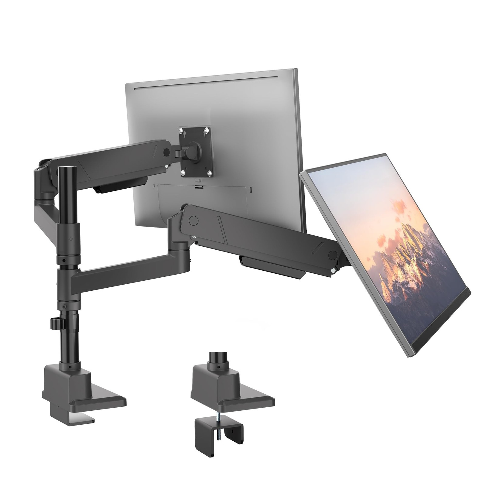 monTEK Dual Monitor Mount Tall Monitor arms for 2 Monitors for 17 to 35 Inch ...