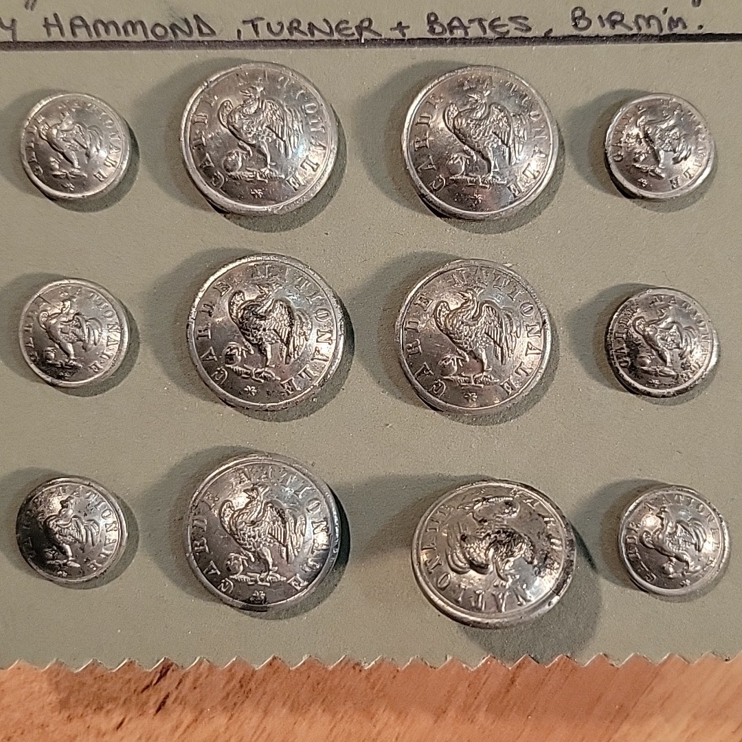 Lot Of 12 Military Buttons National Guard Rooster France 19th Century