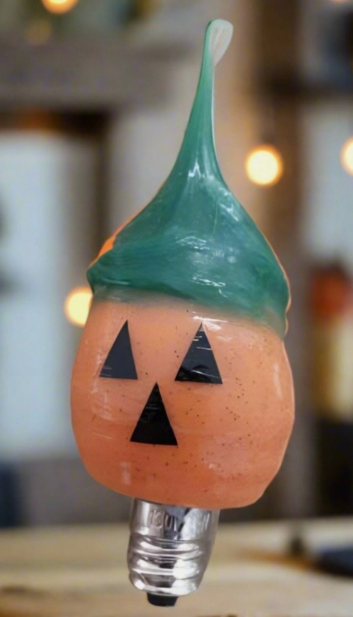 Primitive Light Bulb Halloween Jack O Lantern Bulb Pumpkin Light Bulb