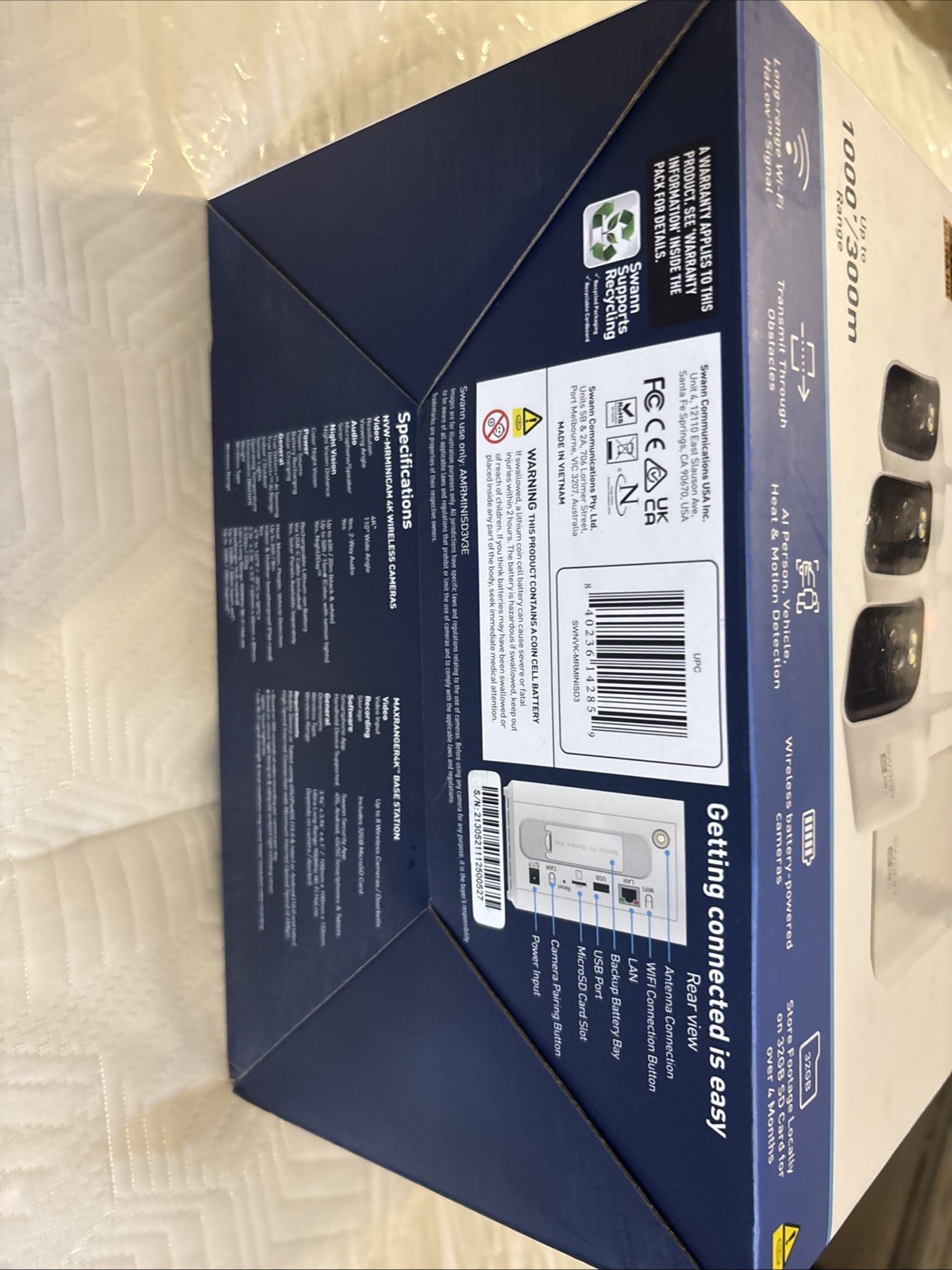 Swann MaxRanger Mini 4K Wireless Security System, 3-Pack