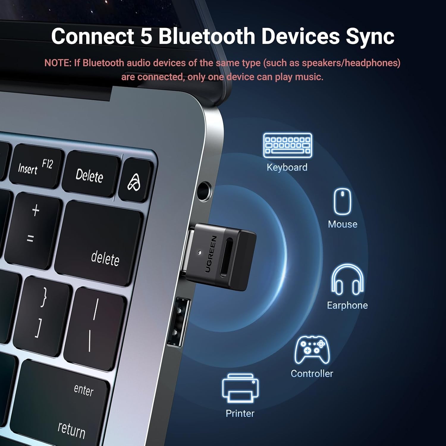 USB Bluetooth 5.3 Adapter for PC Windows 11/10/8.1 Plug & Play Bluetooth
