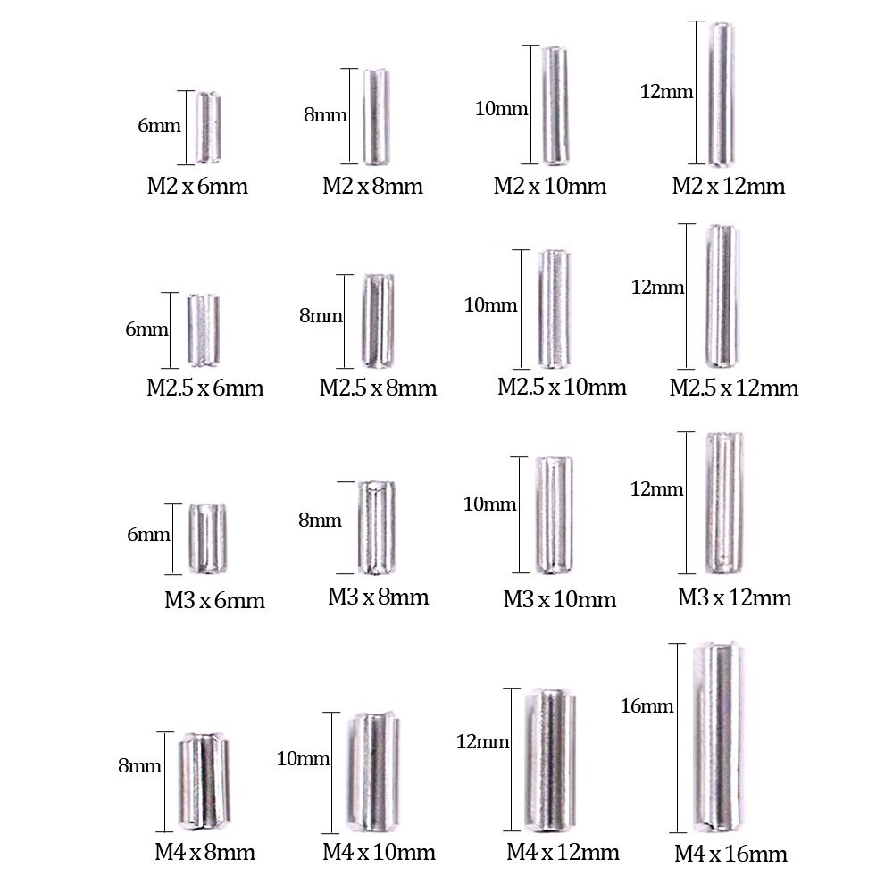 Glarks 180Pcs M2 M2.5 M3 M4 Slotted Spring Pin Assortment Kit, Split Spring...