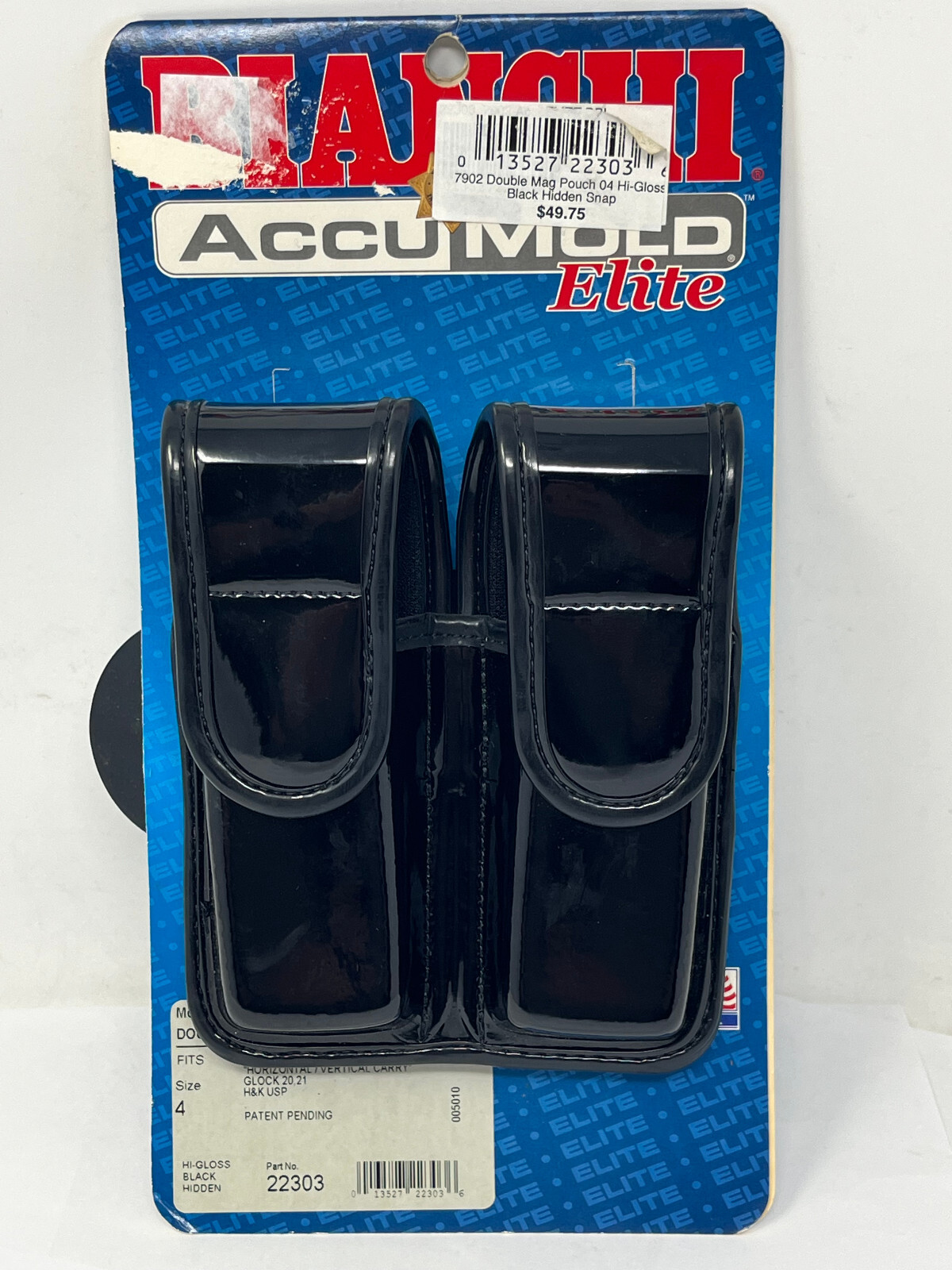 Bianchi AccuMold Elite Double Mag Pouch - Hi Gloss Black - Size 4