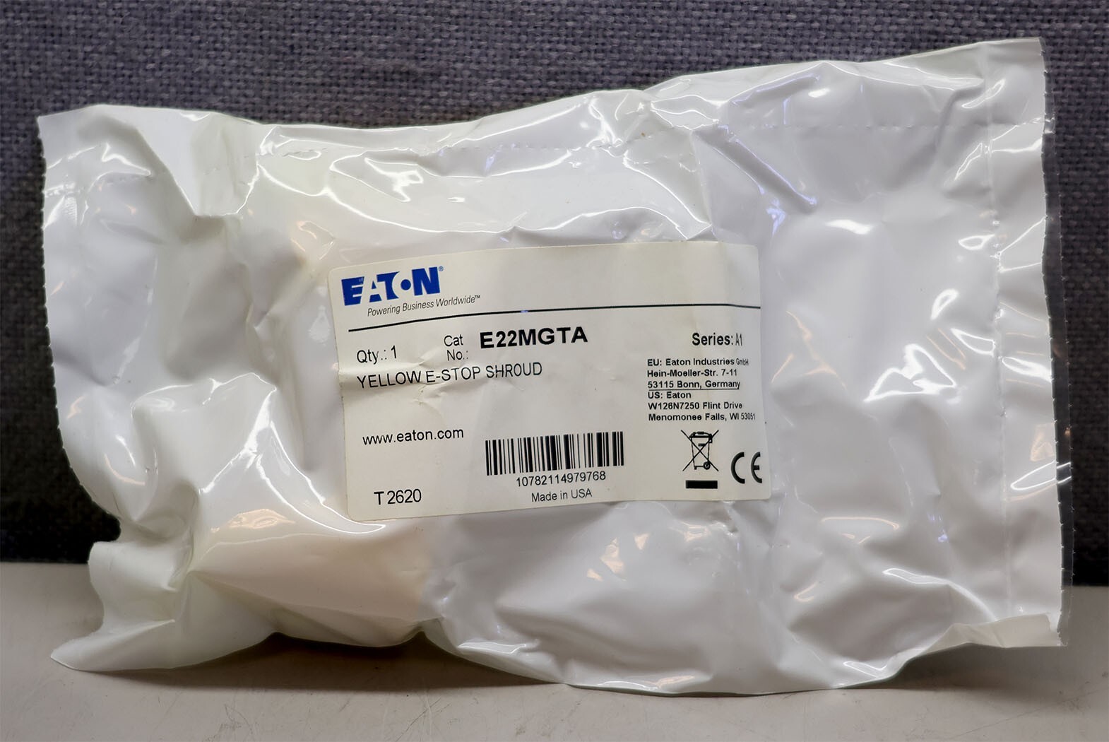 Eaton E22MGTA 22mm Yellow E-Stop Pushbutton Shroud Guard New