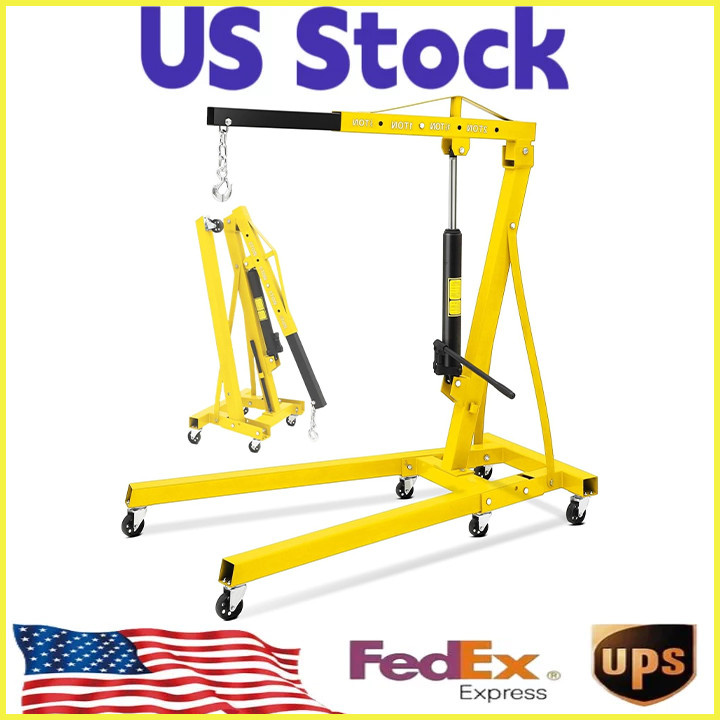 2Ton Folding Engine Crane,Heavy-Duty 4400 Lbs Hydraulic Cherry Picker for Garage