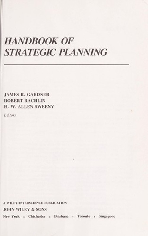 Handbook of Strategic Planning Hardcover