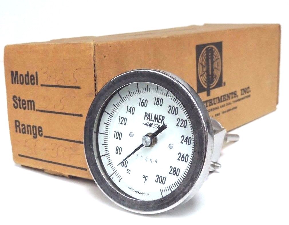 NIB PALMER ALL STAR 3A2.5 BIMETAL THERMOMETER 3" RANGE: 50/300F, STEM: 2.5