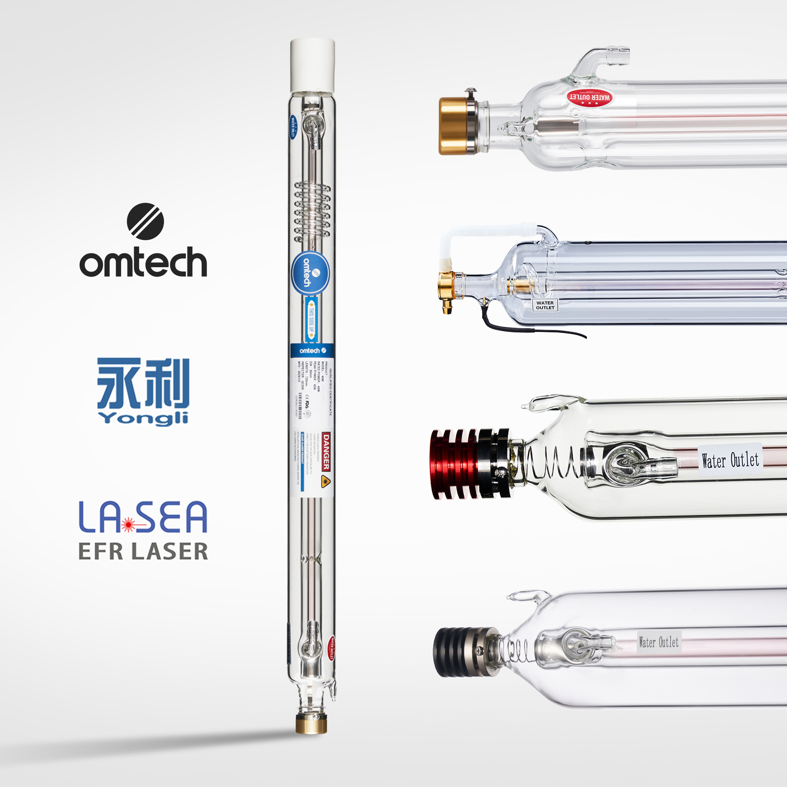 OMTech 40W-150W CO2 Laser Tube For Engraving Cutting Machine 6000-10000hr Life