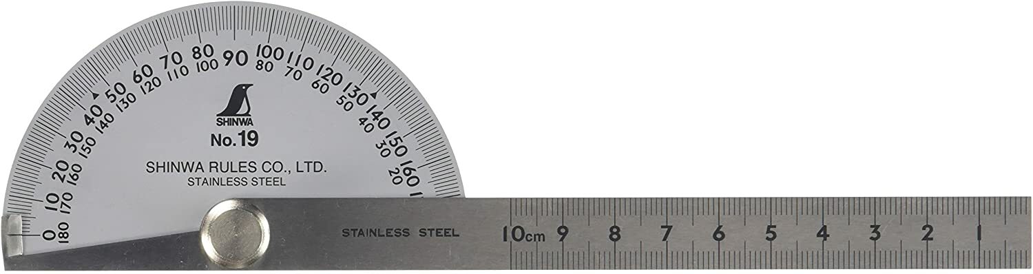 SHINWA Protractor Rapporteur Winkelmesser No.19 Stainless steel 62490