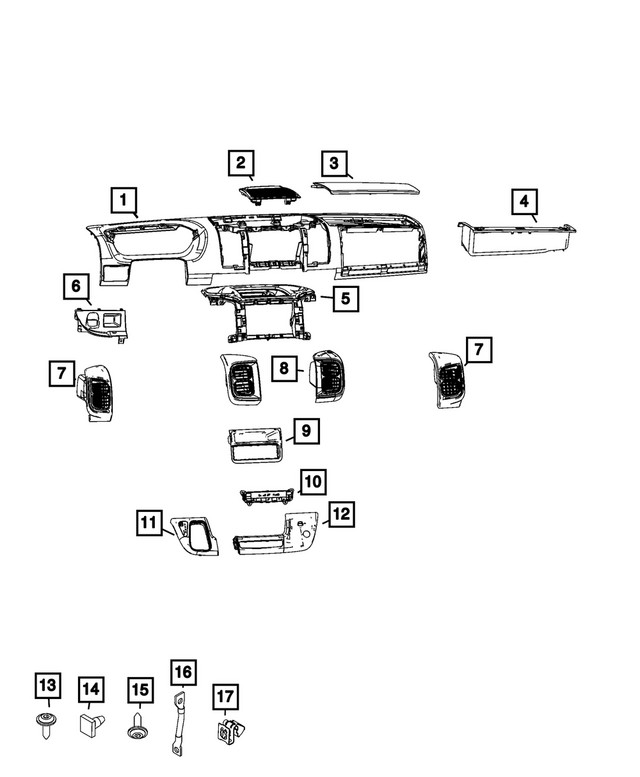 Genuine Mopar Instrument Panel Bin 1YB33JXWAA