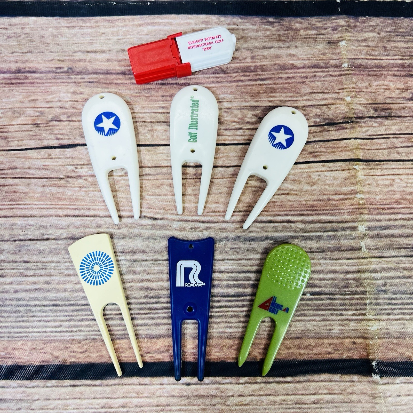 Vintage Lot Of 6 Golf Divot Tools Plastic Golf Tools