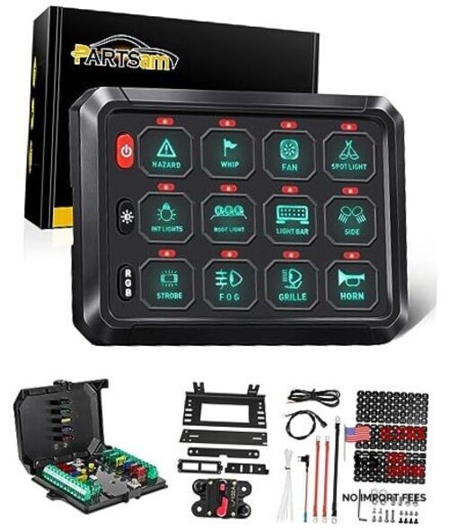 5.5 Inch Switch Panel, 3 Silicone Button 5 Brightness Levels RGB 12 Gang