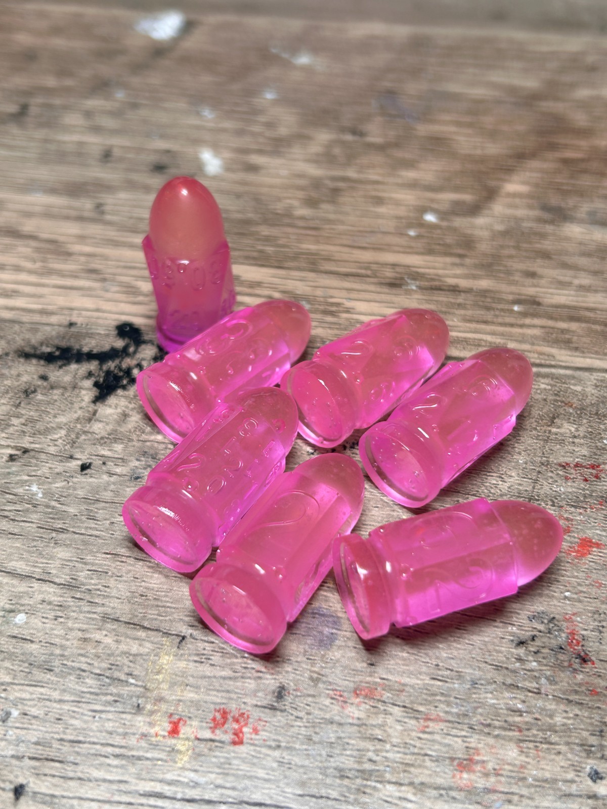 RAW* Bullet Dice: Magenta Pink, Glow In The Dark _ Resin Set  *See Description*