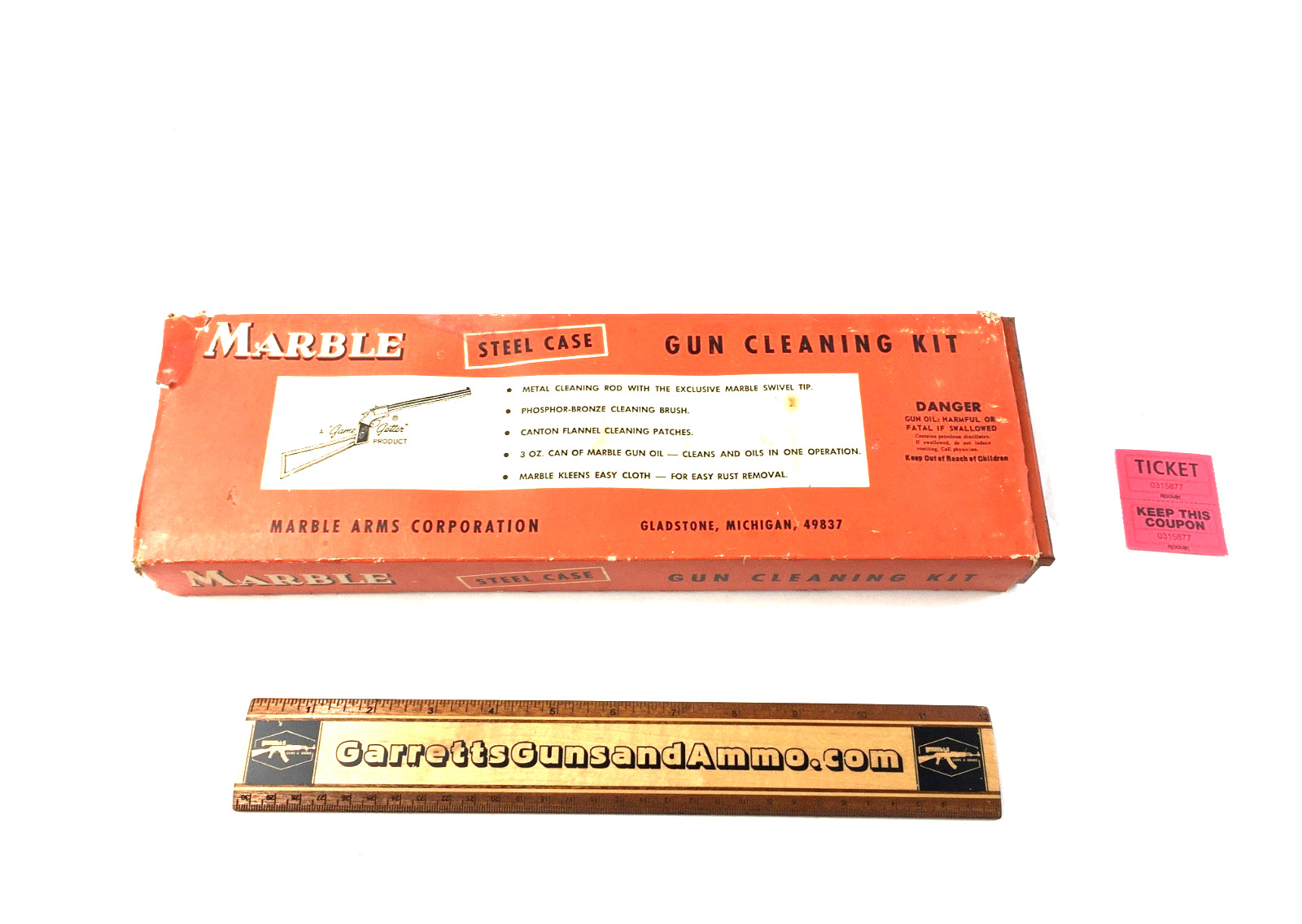 Vintage Original Marble's pistol gun cleaning kit 727 .32 cal steel case 315877