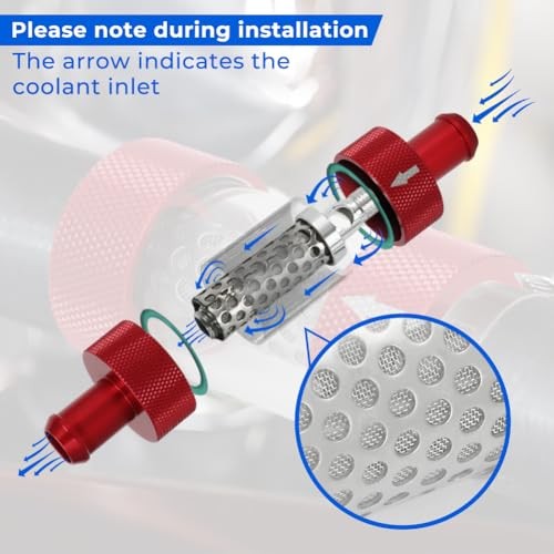 5/8" Universal Filter Inline Heater Core Coolant Filter Red