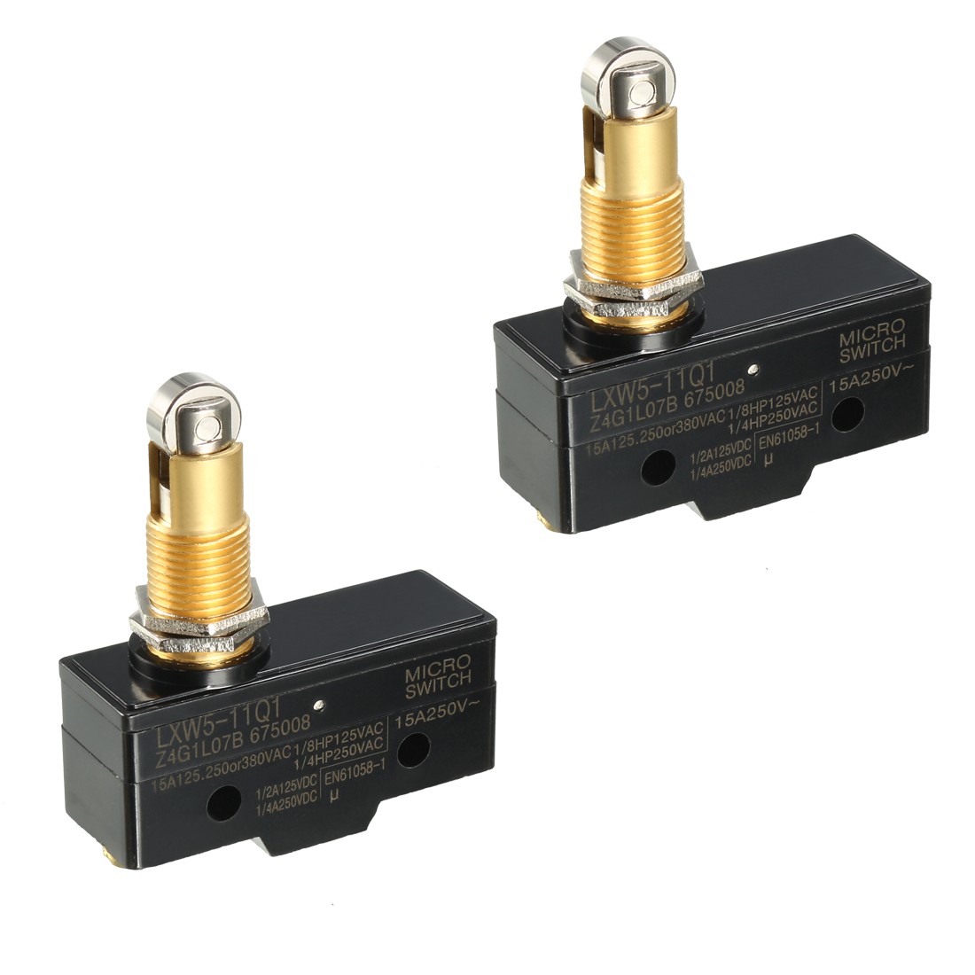 2Pack LXW5-11Q1 1NO 1NC Panel Mount Roller Plunger Micro Limit Switches
