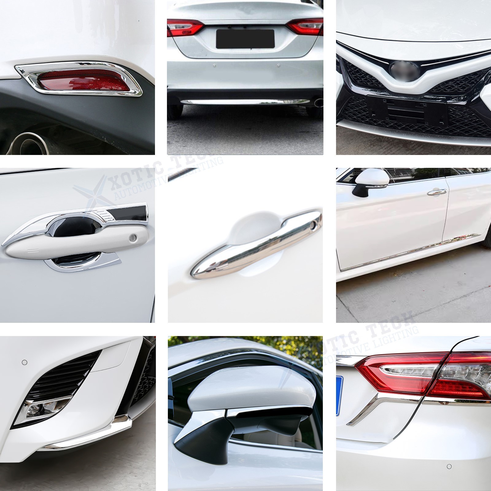 Exterior Chrome Front Rear Bumper Hood Door Handle Trim For Toyota Camry 2018+