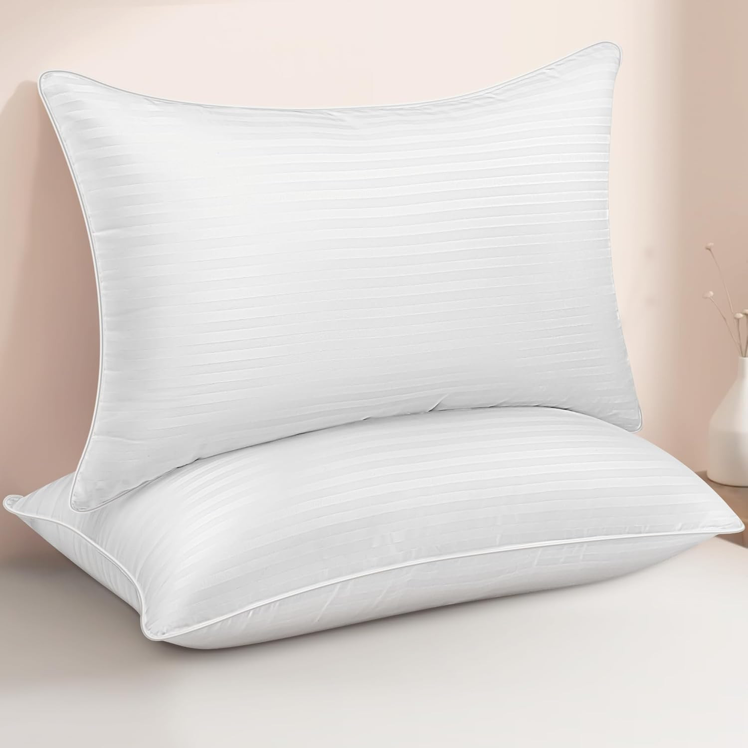 Queen Size Bed Pillows Set of 2 - Breathable Premium down Alternative Sleeping P