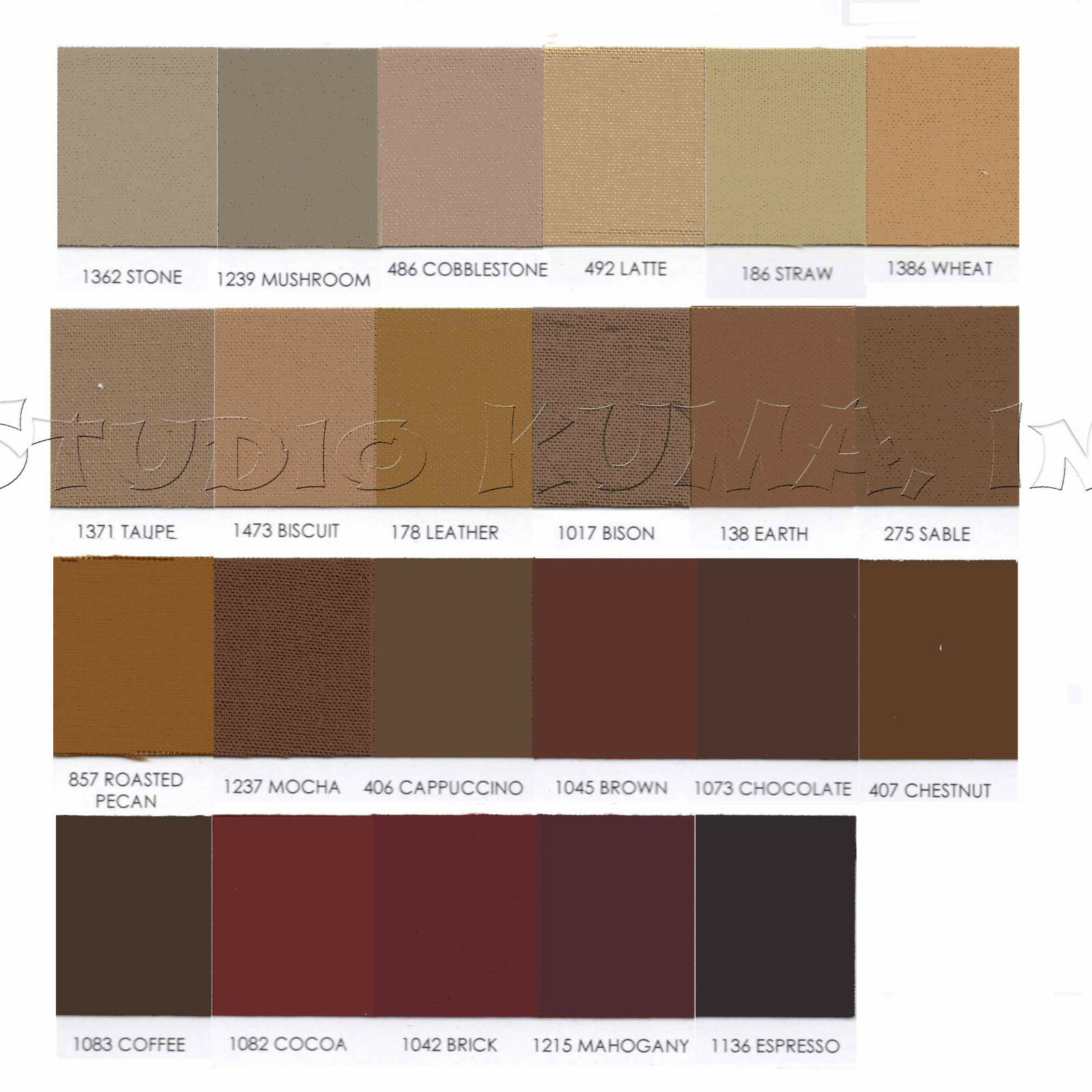 ROBERT KAUFMAN "KONA COTTON SOLID" Brown tones by the 1/2 yard