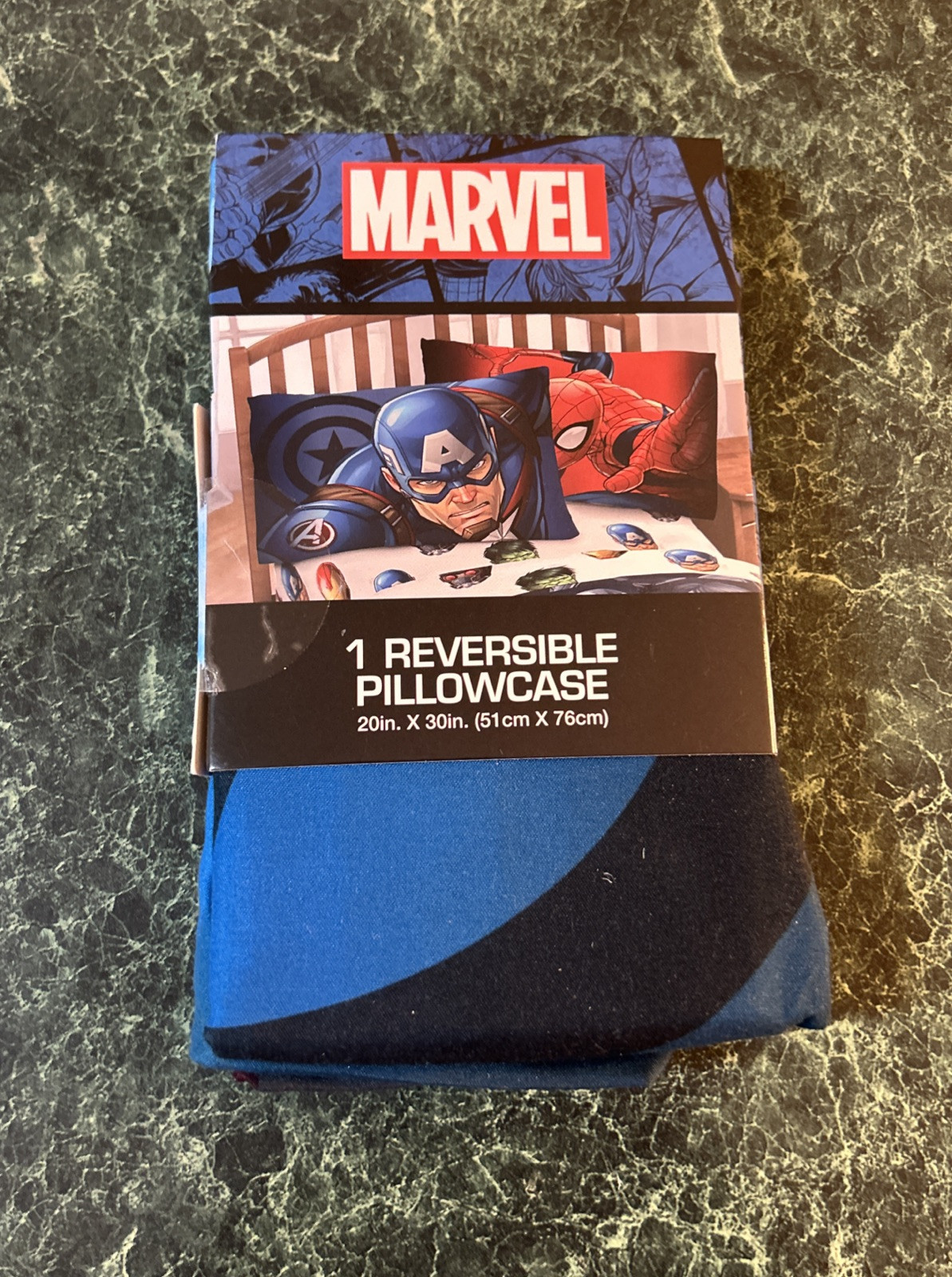New Marvel Captain America Spiderman Reversible Pillowcase Standard 20in. x 30in