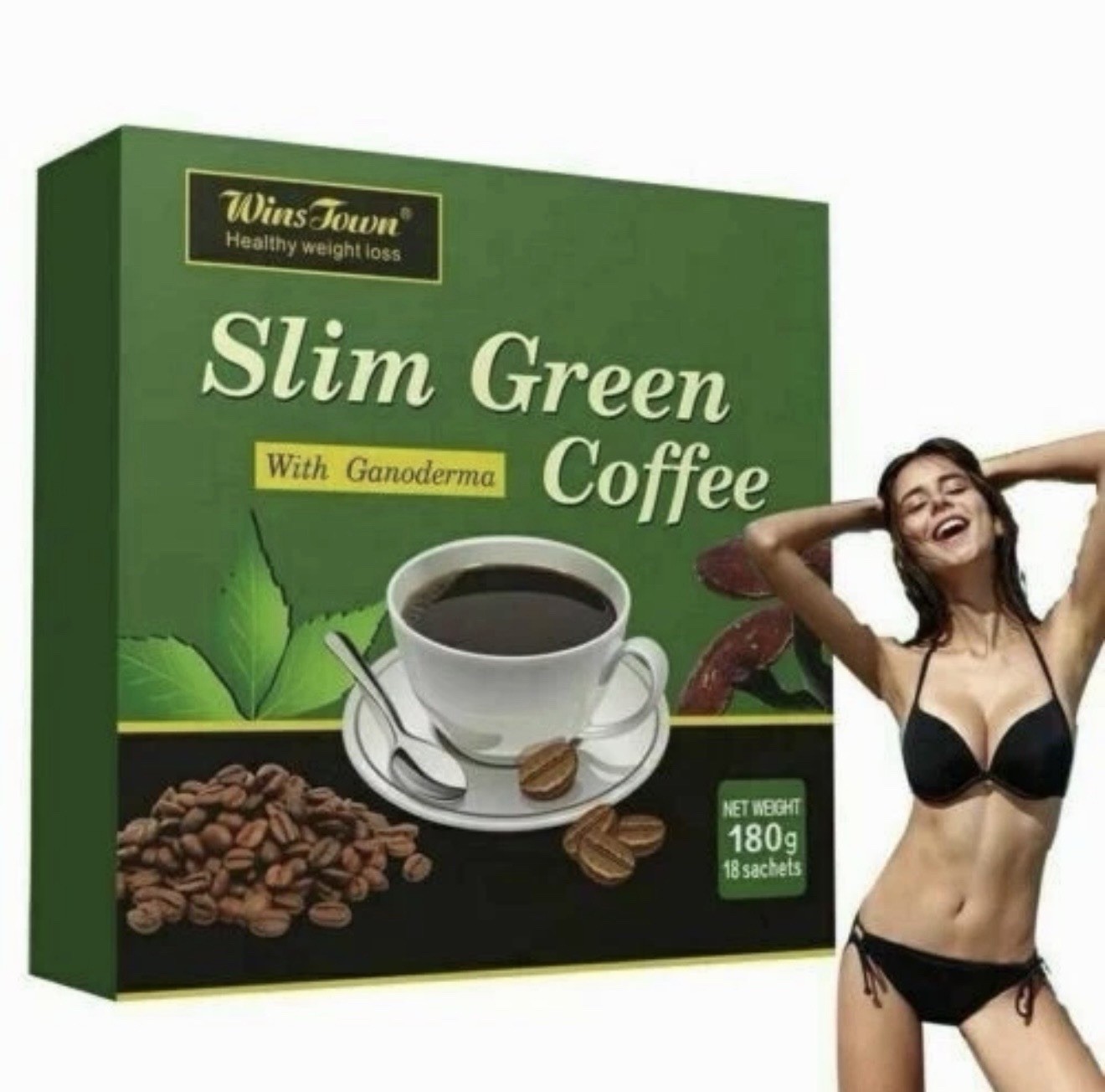 SLIM GREEN COFFEE With Ganoderma HEALTHY WEIGHT LOSS. Weight Control Detox Tea.