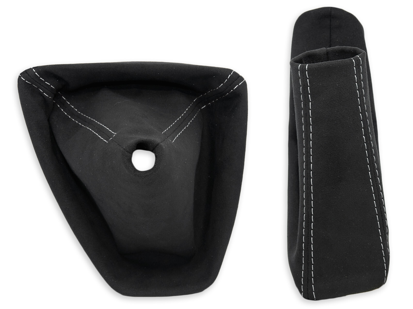 FOR BMW E90 E91 GEAR SHIFT + HANDBRAKE GAITER ALCANTARA STITCHING WHITE + FRAME