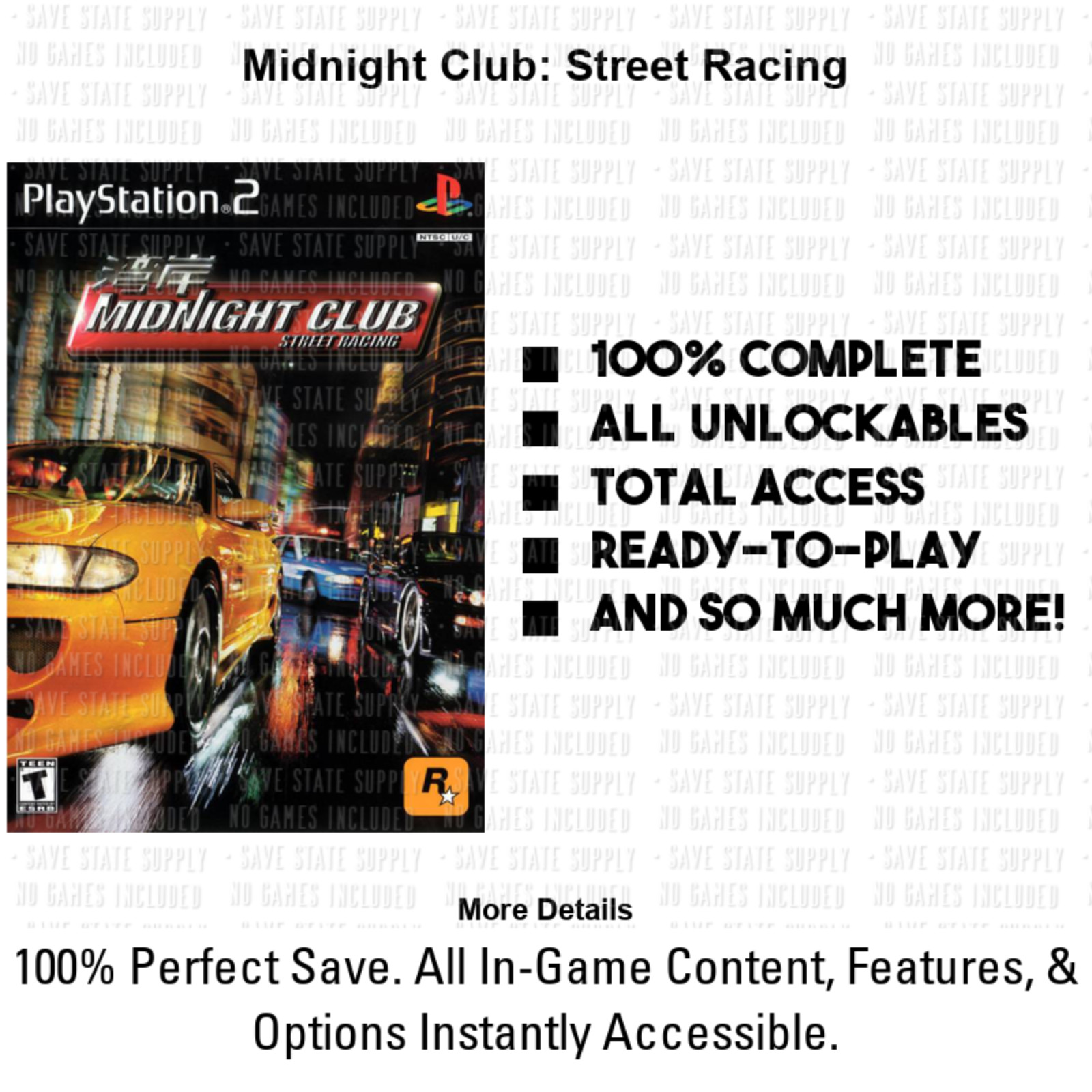 Midnight Club II 2 3 DUB Edition Remix Los Angeles LA PS2 PS3 Memory Card USB