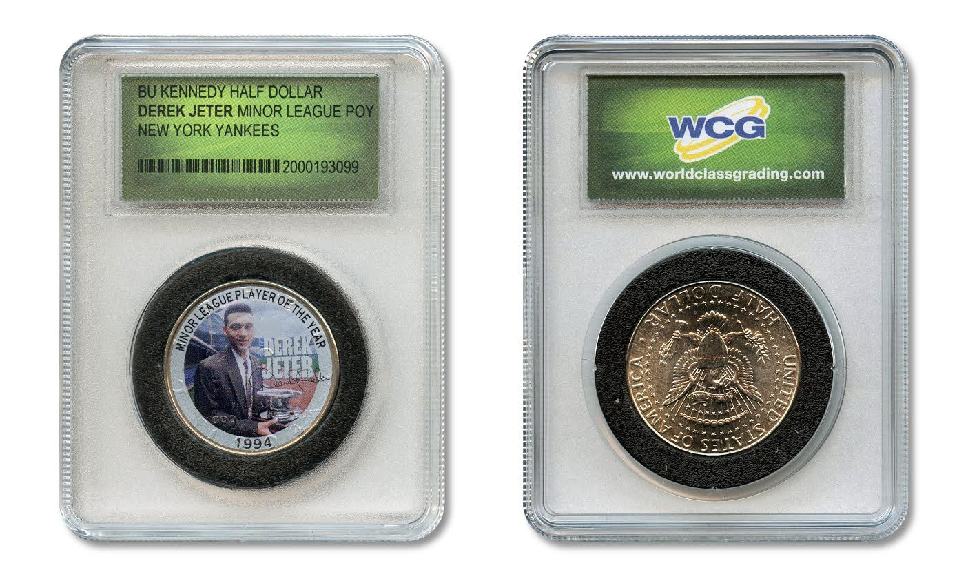 DEREK JETER '94 Minor League Colorized JFK Half Dollar US Coin in Slabbed Holder