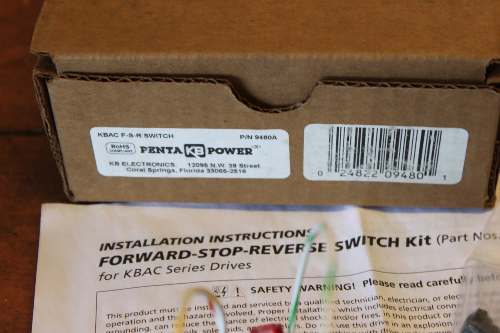 KB Electronics KBAC F-S-R Forward-Stop-Reverse Switch Kit 9480A (9480)