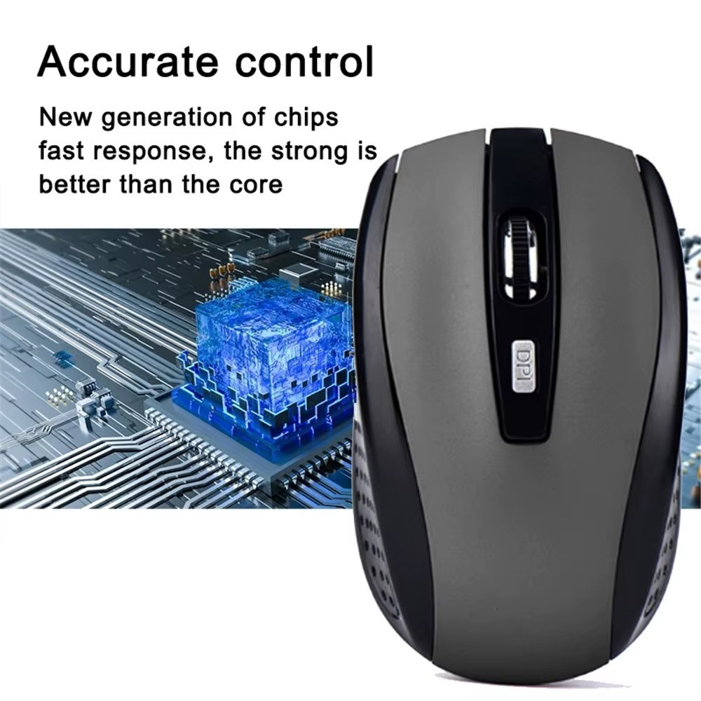 Wireless Mouse with USB Receiver + 2 Ergonomic Mouse Pads 3-in-1 For PC & Laptop