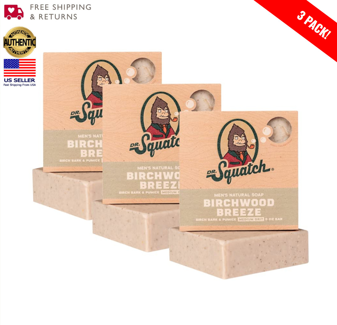 Dr. Squatch BIRCHWOOD BREEZE - Cold Processed Soap Made For Men [ 3 PACK ]