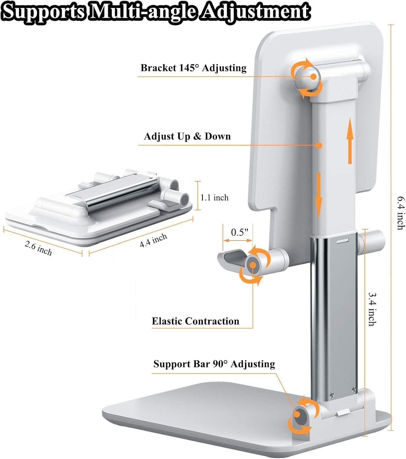 Cell Phone Stand, Adjustable Angle Height Stand for Desk, Fully Foldable (2pcs)