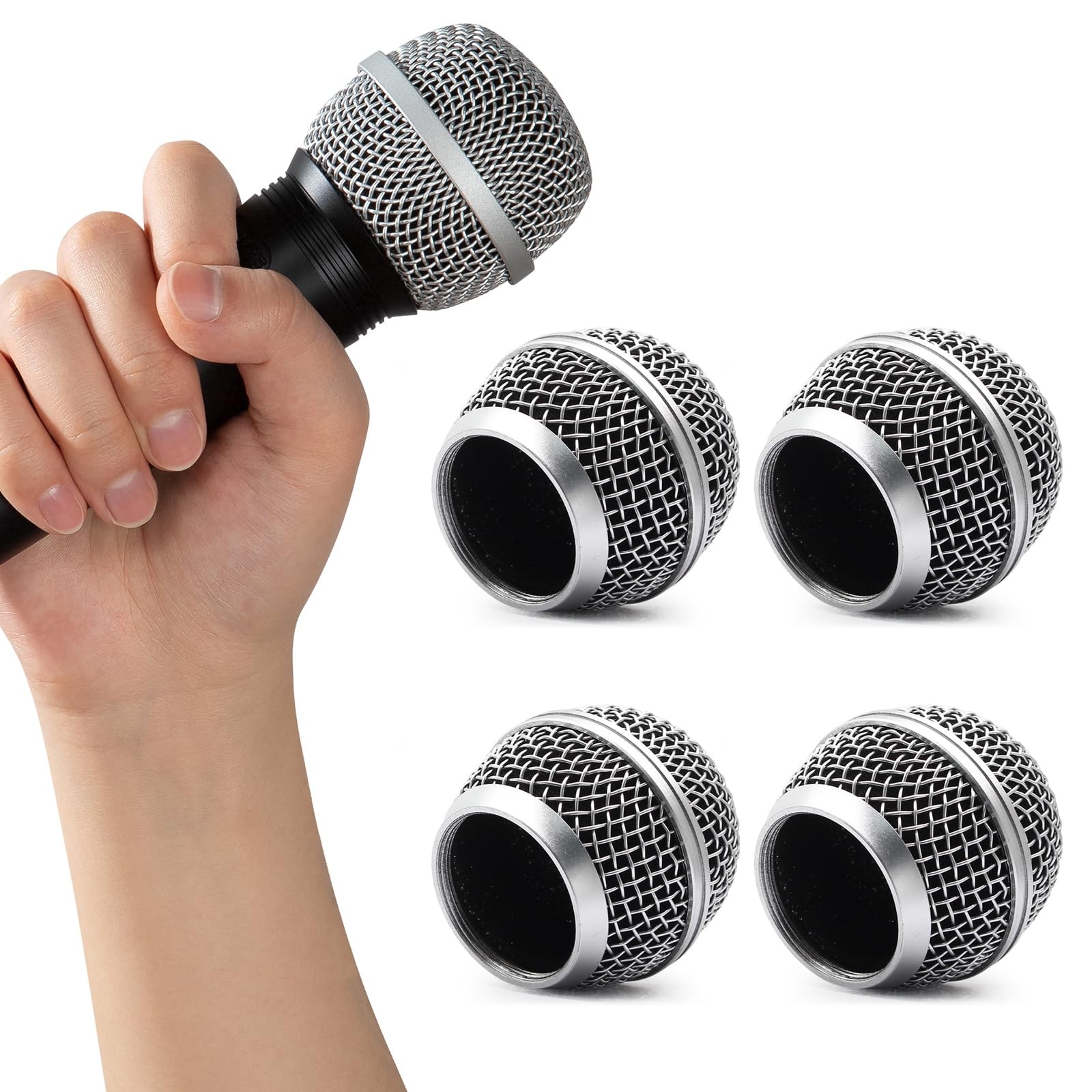 Zorfeter 4 PCS SM58 Microphone Head Replacement, Standard Size Grille Mic Rep...