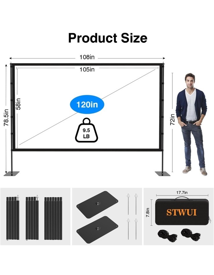 Outdoor-Projector-Screen-with-Stand - 120 inch Portable Projector Screen
