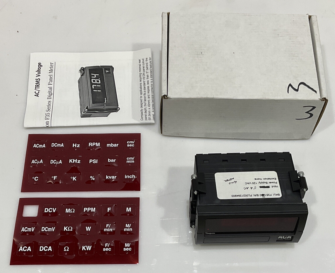 SIMPSON F35-1-46-0 FALCON F35 SERIES DIGITAL PANEL METER INPUT 5 A AC 120VAC