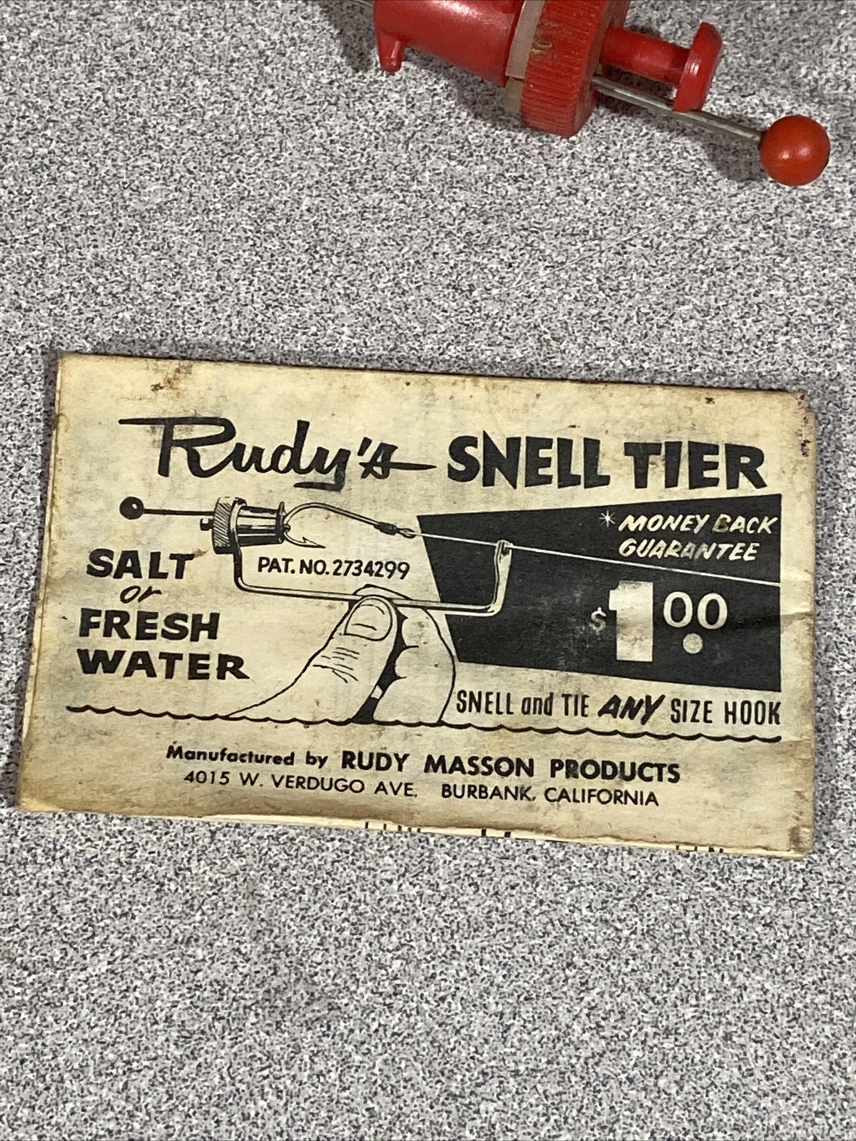 Vintage Rudy's Snell Tyer Spelled Different TIER With Red Ball!