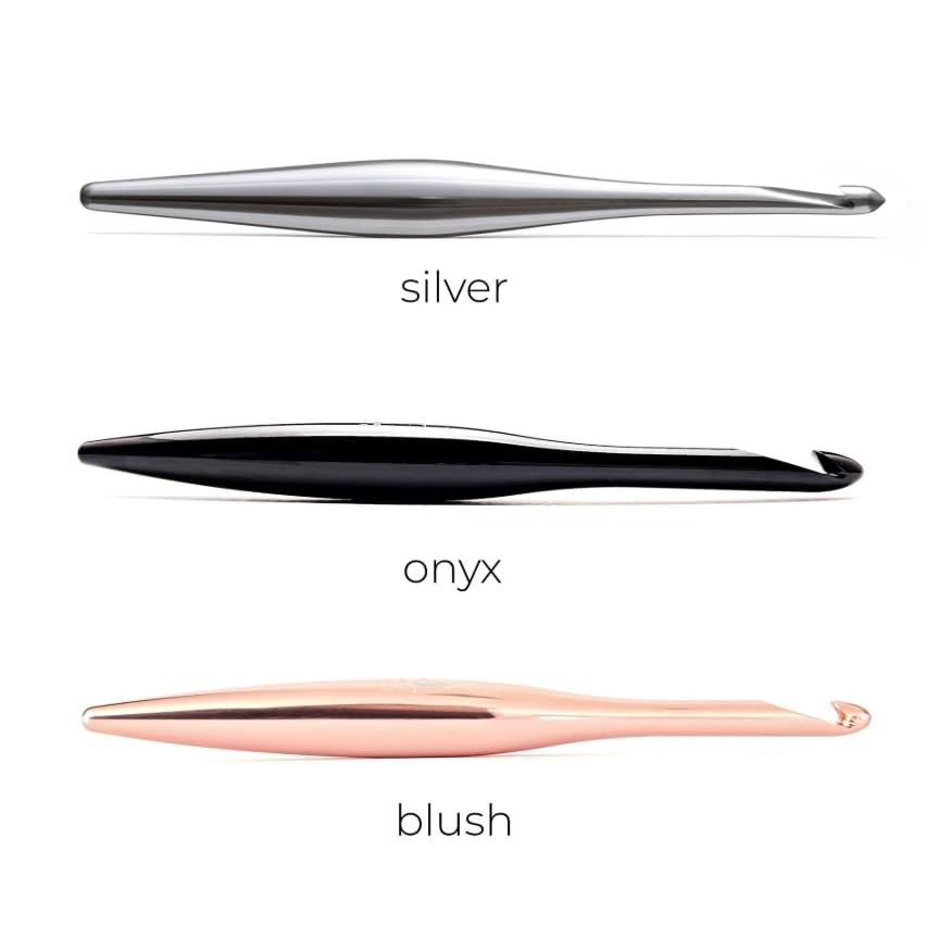 Hook, Silver Streamline Metal, Ergonomic Handle Crochet Hooks 7" (Silver Meta...