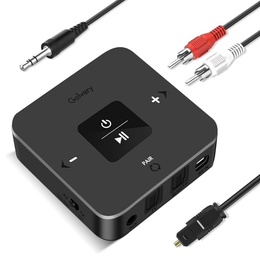 Golvery Bluetooth 5.0 Transmitter Receiver For TV Airplane, 2 In 1 Bluetooth Ada