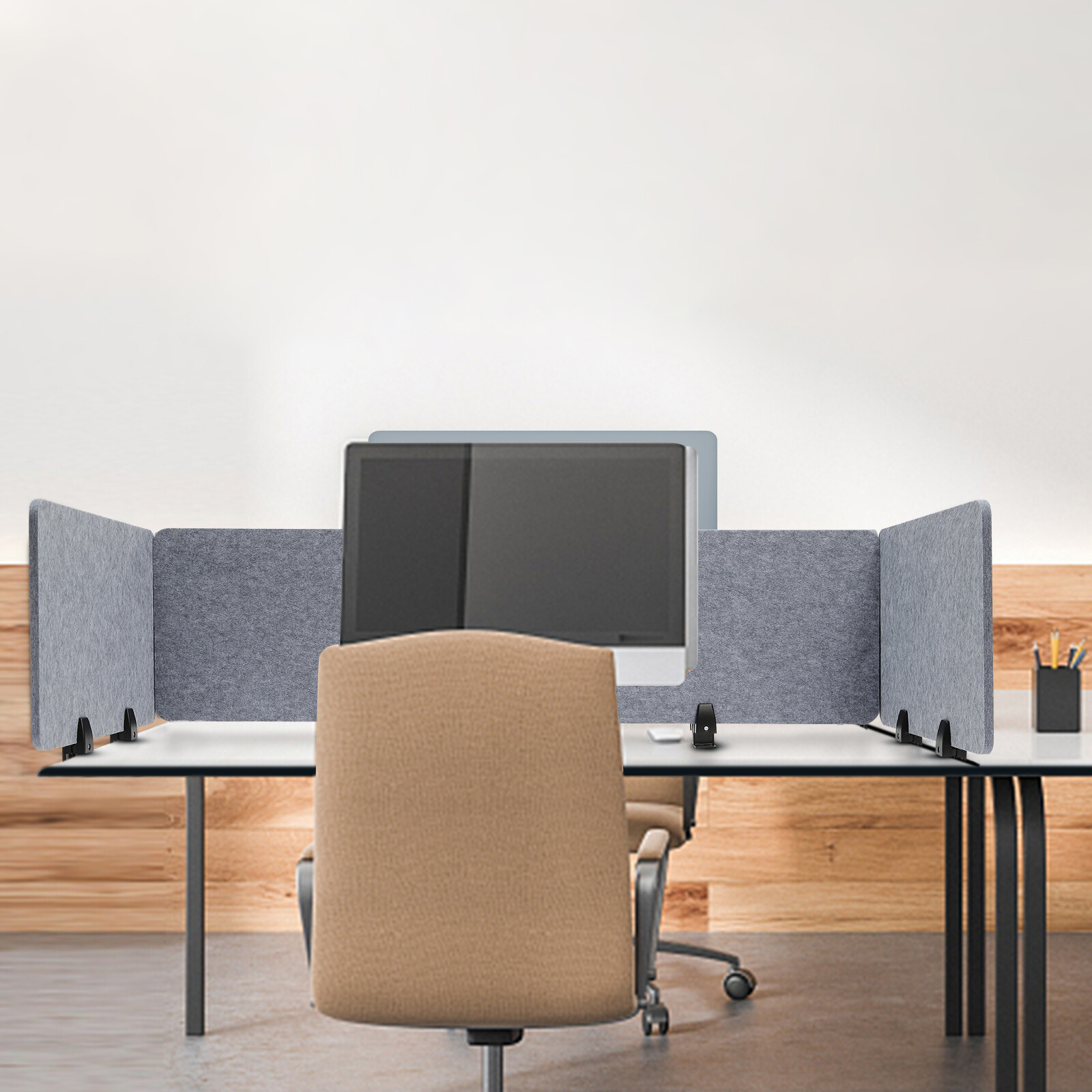 Clamp-On Acoustic Desk Divider Privacy Panel for Productive Workspaces