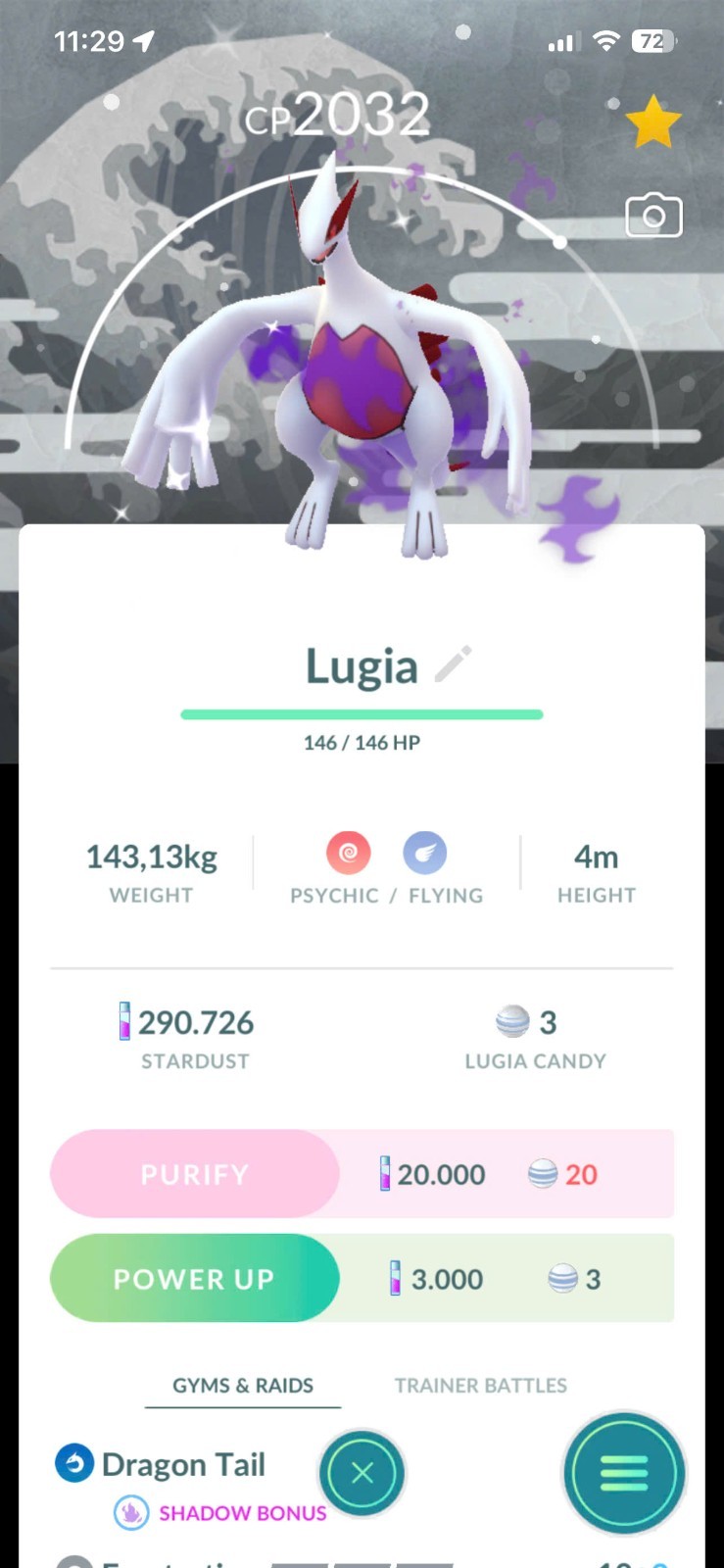 PoGo✨ Shiny Lugia Go Tour Kalos 2026 Special BG ✨Trade 20k-80k Stardust