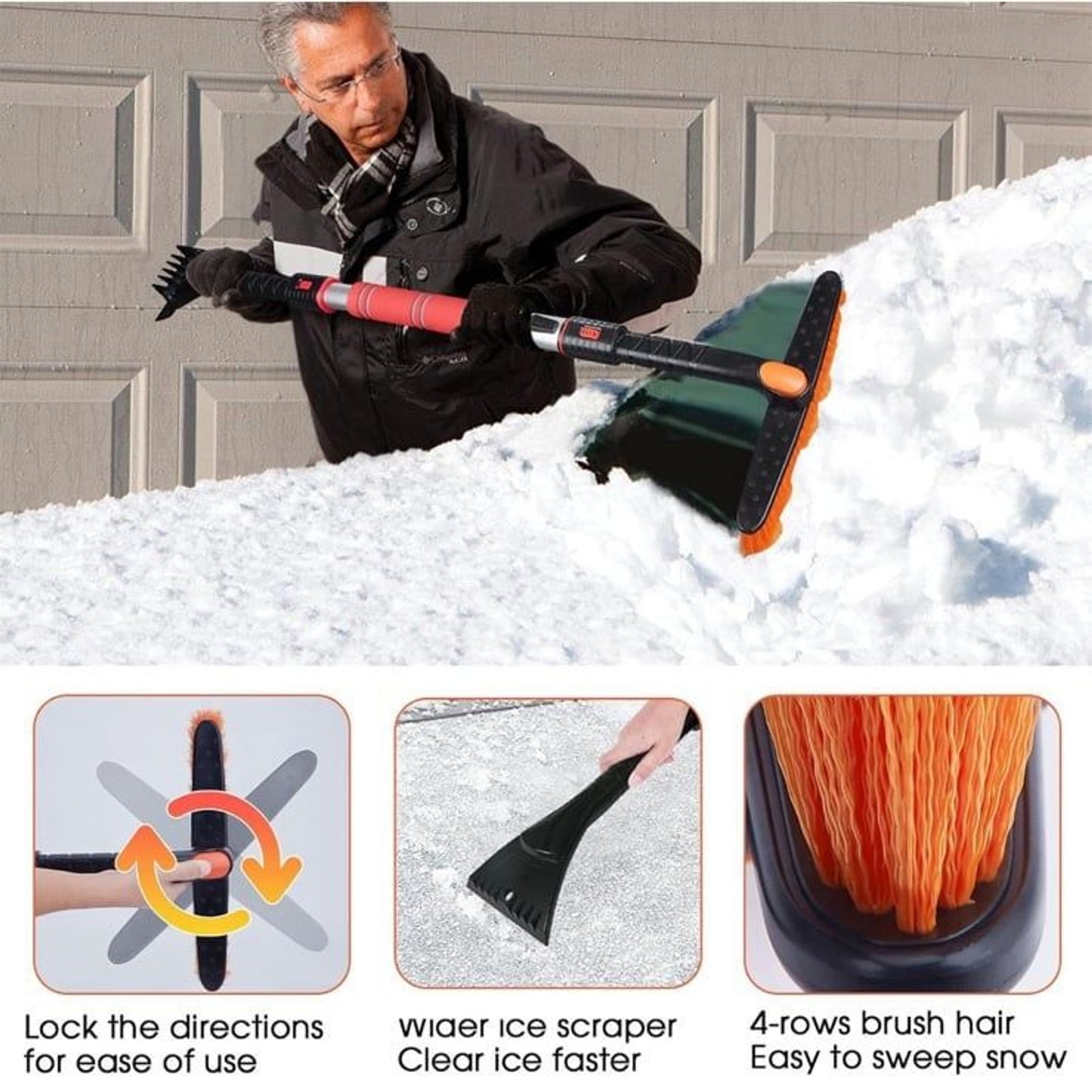 Multifunctional extendable 2pack Snow scraper brand new in box scratch resistant