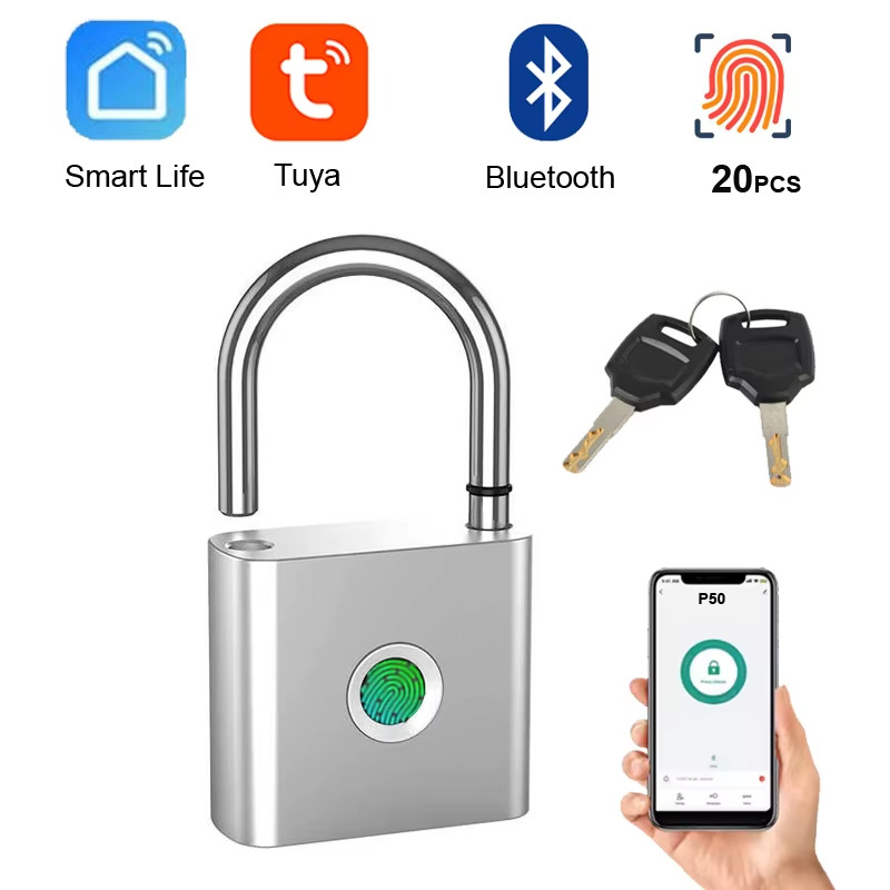 Tuya Fingerprint Padlock Bluetooth Smart Home Door Lock 20 Groups Fingerprint Sa