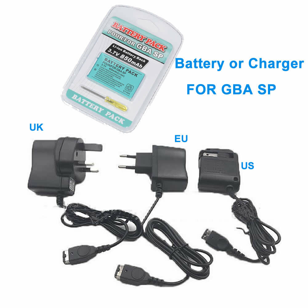 850mAh Rechargeable Battery for Nintendo Game Boy Advance  GBA SP OR AC ADAPTER