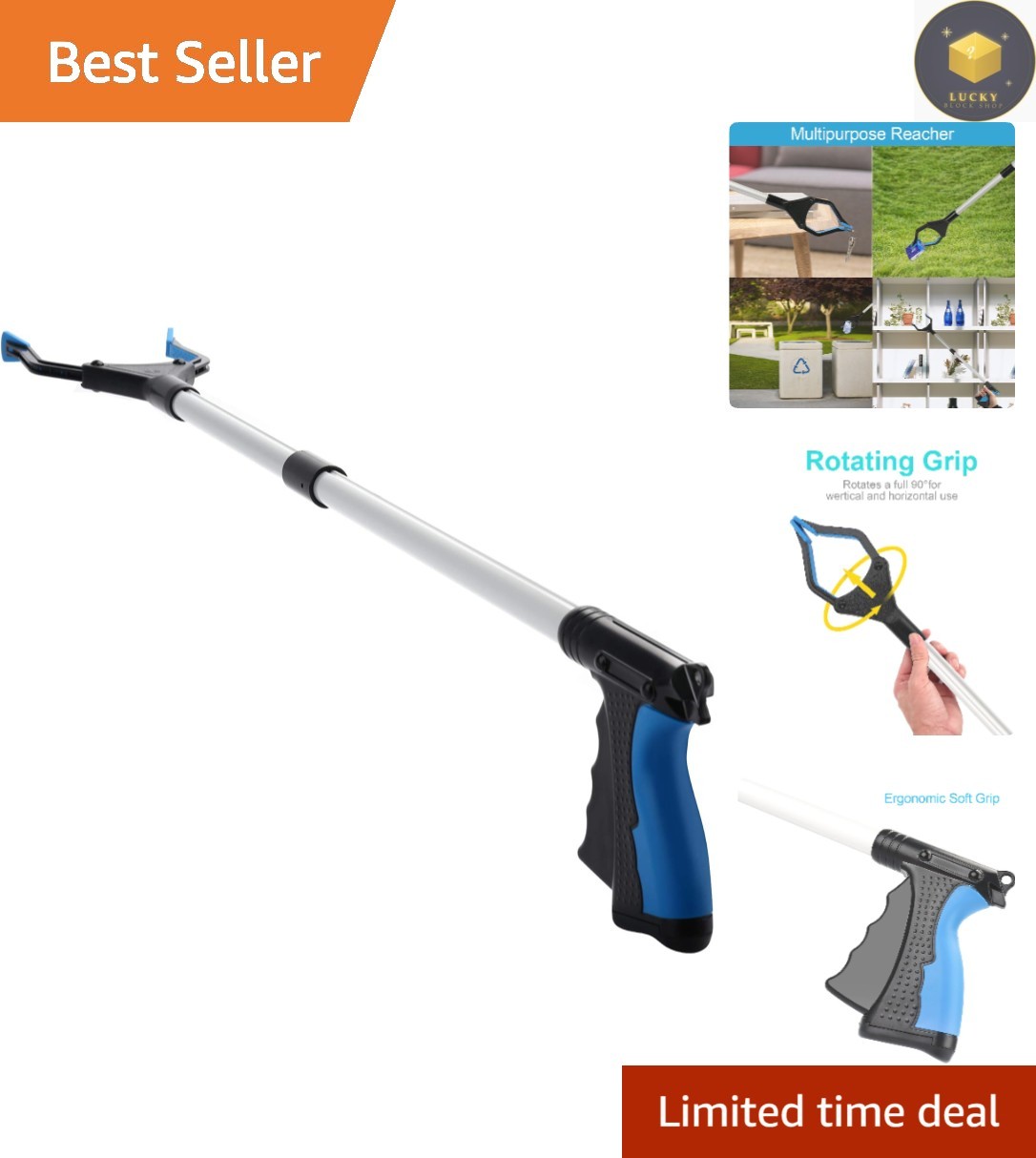 32" Lightweight Grabber Tool - Ergonomic Reaching Aid for Seniors & Caregivers