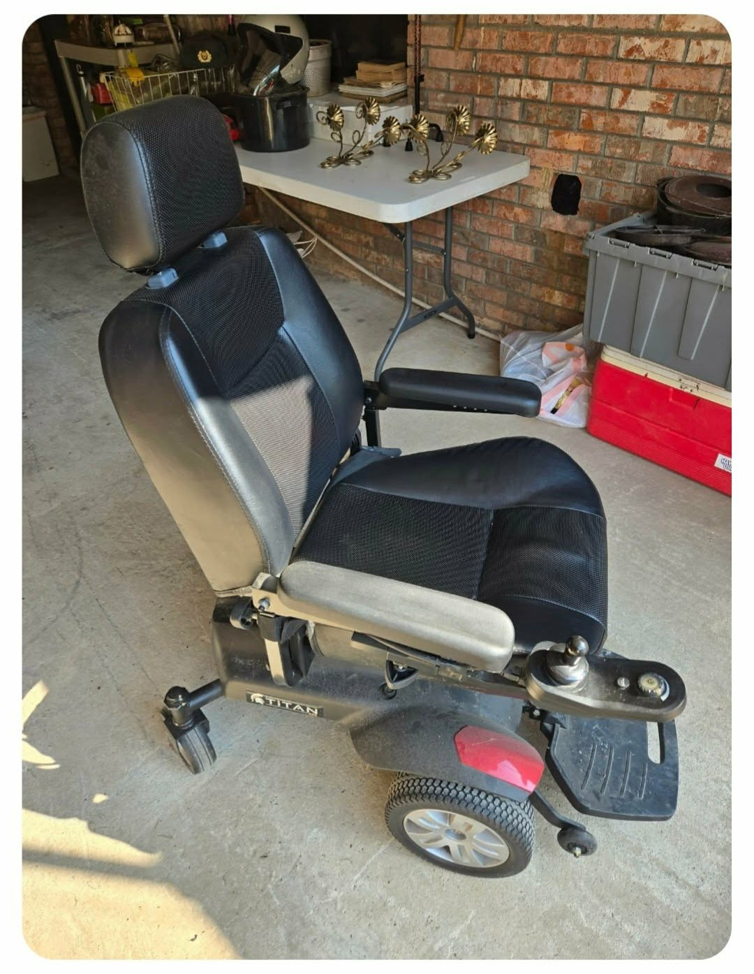 Drive Titan X23 Powerchair Electric Wheelchair Padded Armrest Black Red
