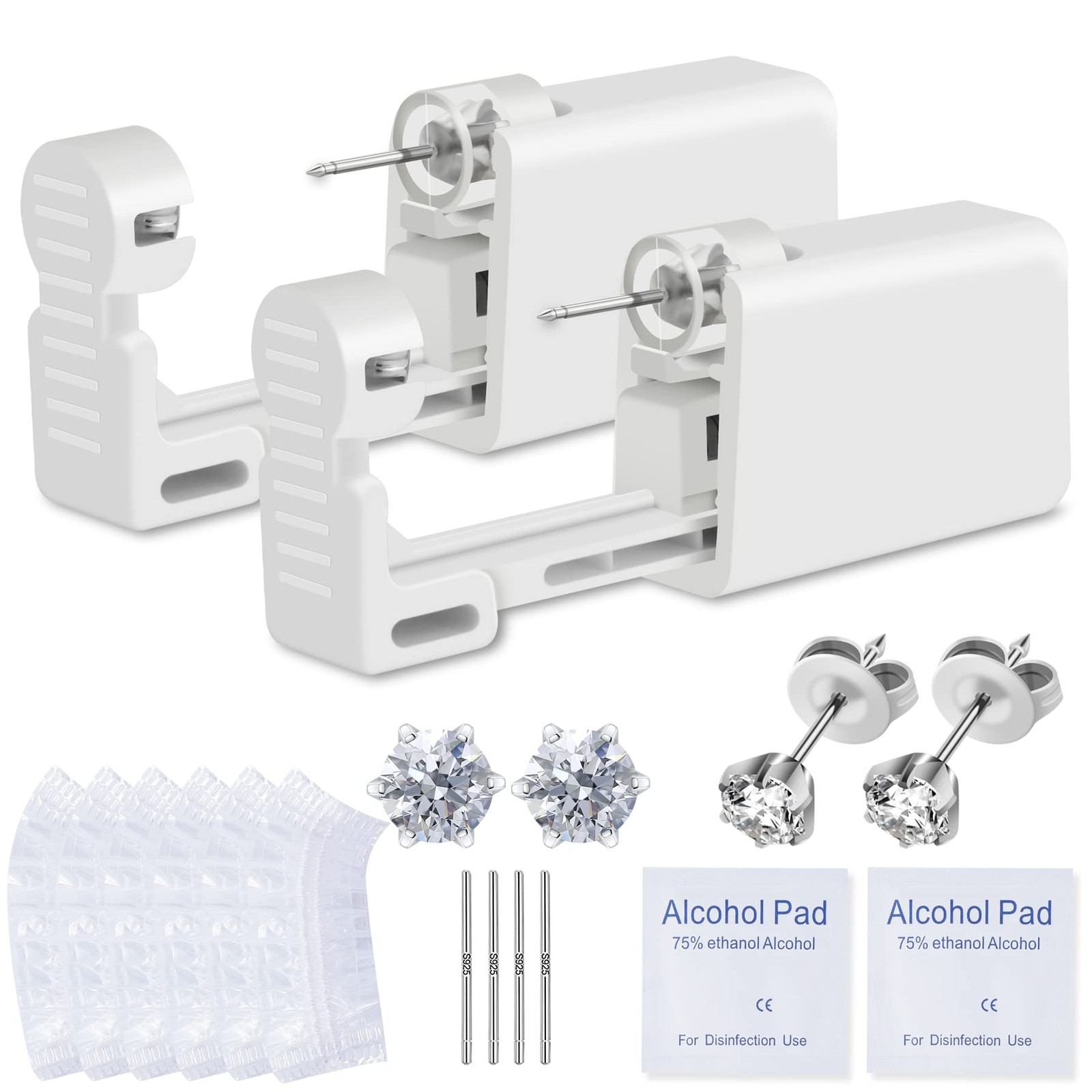 Disposable Ear Piercing Kit: 2 Guns with Preloaded 4MM Studs for Home Use