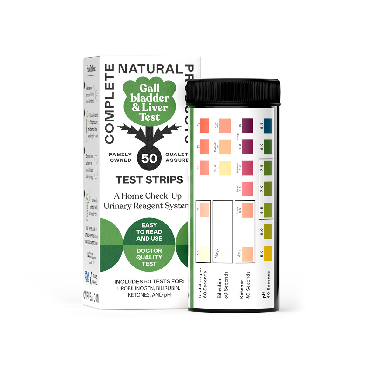 Gallbladder & Liver Testing Kit, 50 Count Test Strips for Urobilinogen,